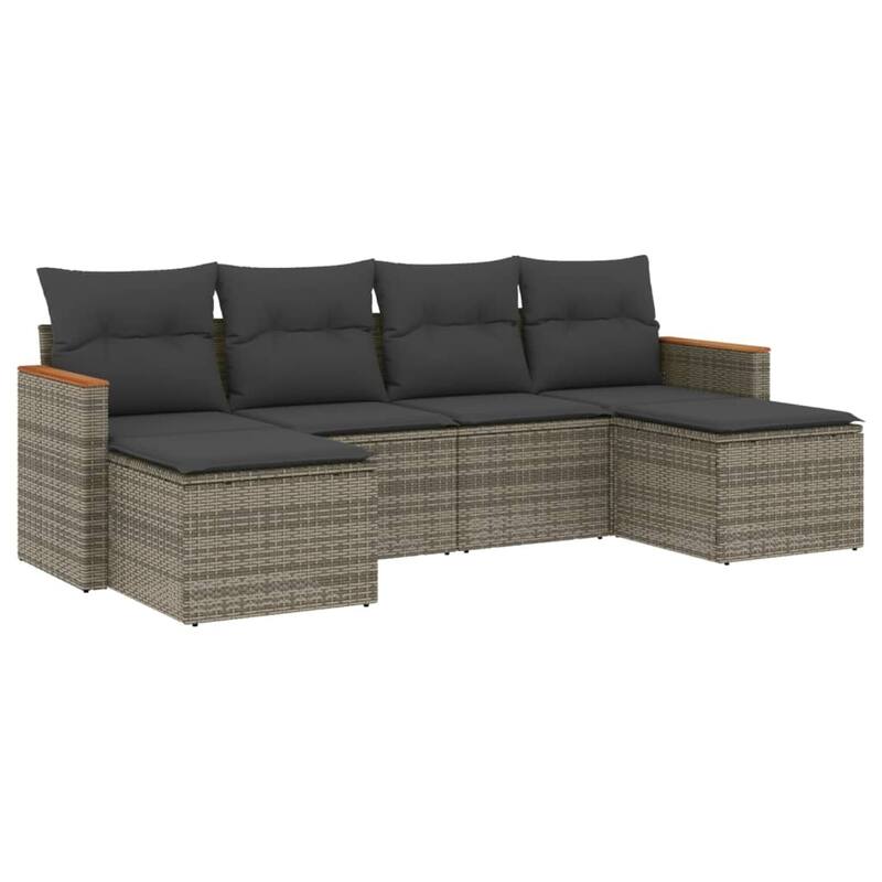 vidaXL Patio Sofa Set with Cushions Outdoor Conversation Furniture Poly Rattan