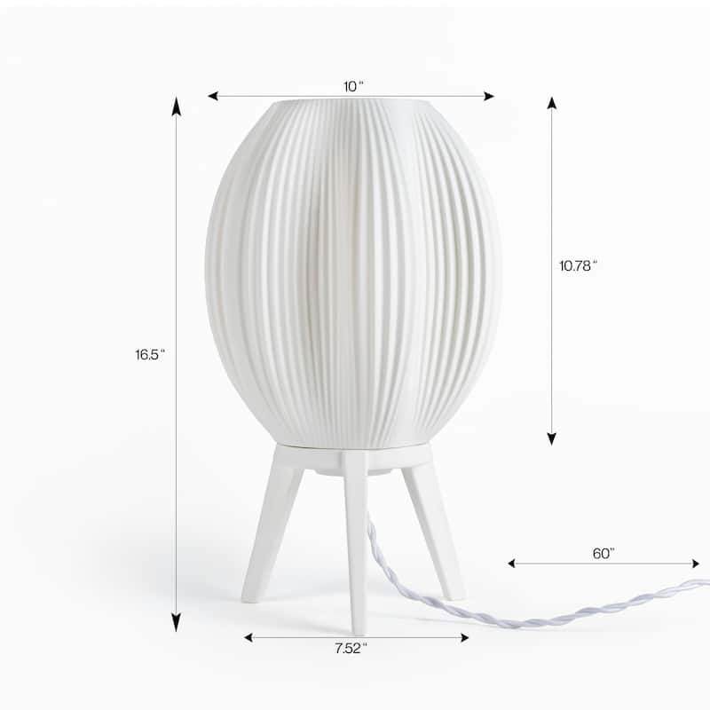 Wavy 16.5" Modern Contemporary Plant-Based PLA 3D Printed Dimmable LED Table Lamp, by JONATHAN Y