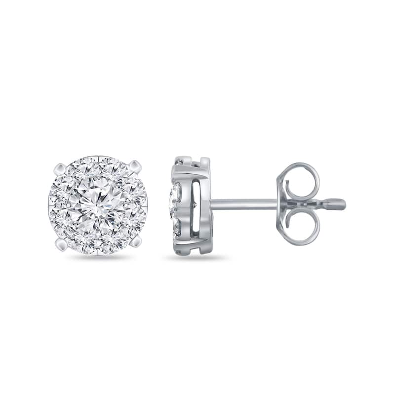 Auriya 14k Gold 1/4ctw Round Halo Pave Diamond Stud Earrings (H-I, I1-I2)