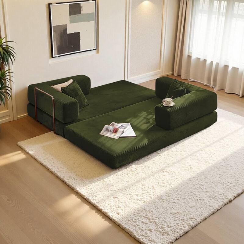 2-in-1 Convertible Modular Sofa Bed, Memory Foam Mattress, No Assembly, Space-Saving for Living Room, Bedroom
