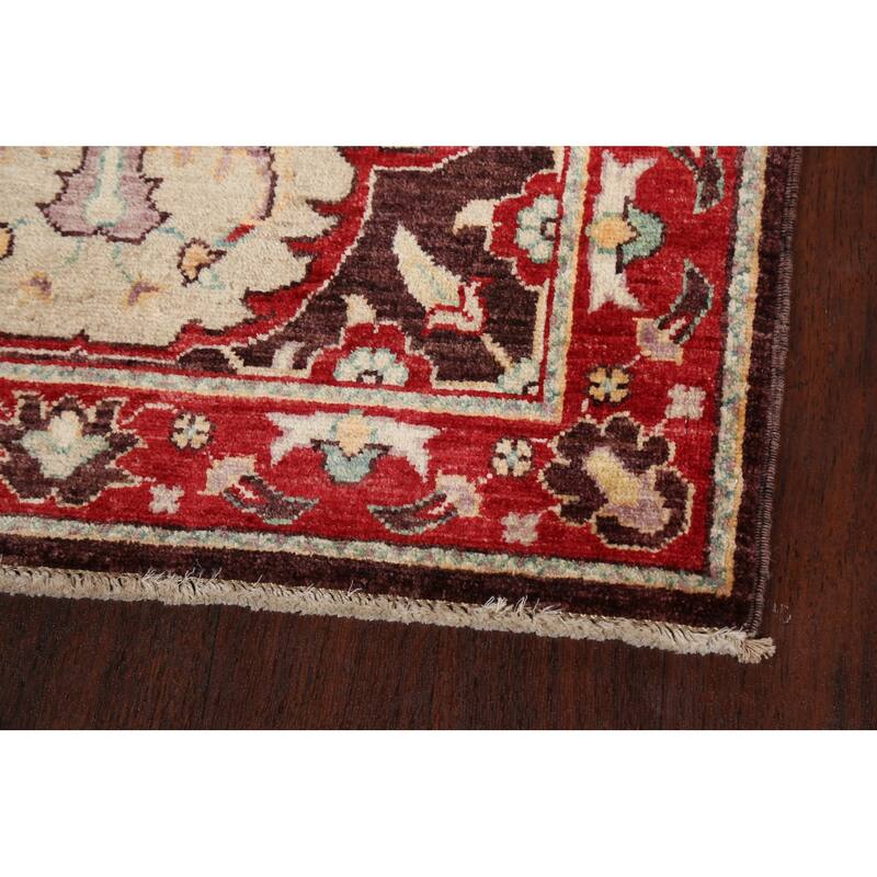 Hand Knotted Oriental 100% Wool Carpet Traditional Floral Brown Kazak Runner Rug - 8' 0'' X 2' 7''
