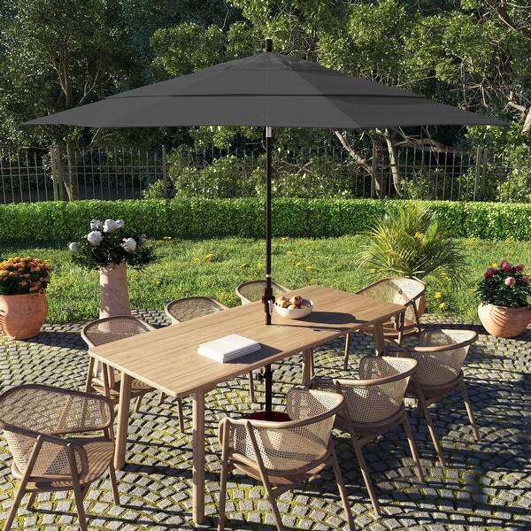 aluminum patio umbrella pole Amalfi Fabric with Piping / Teak with Base Sets Its sure to provide a professional look for years to come Wade Logan Aynura 108" Patio
