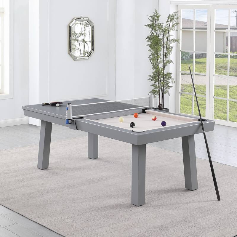 Laguna Indoor/Outdoor 8ft Slate Pool Table with Dining Top & Accessories Cement Finish