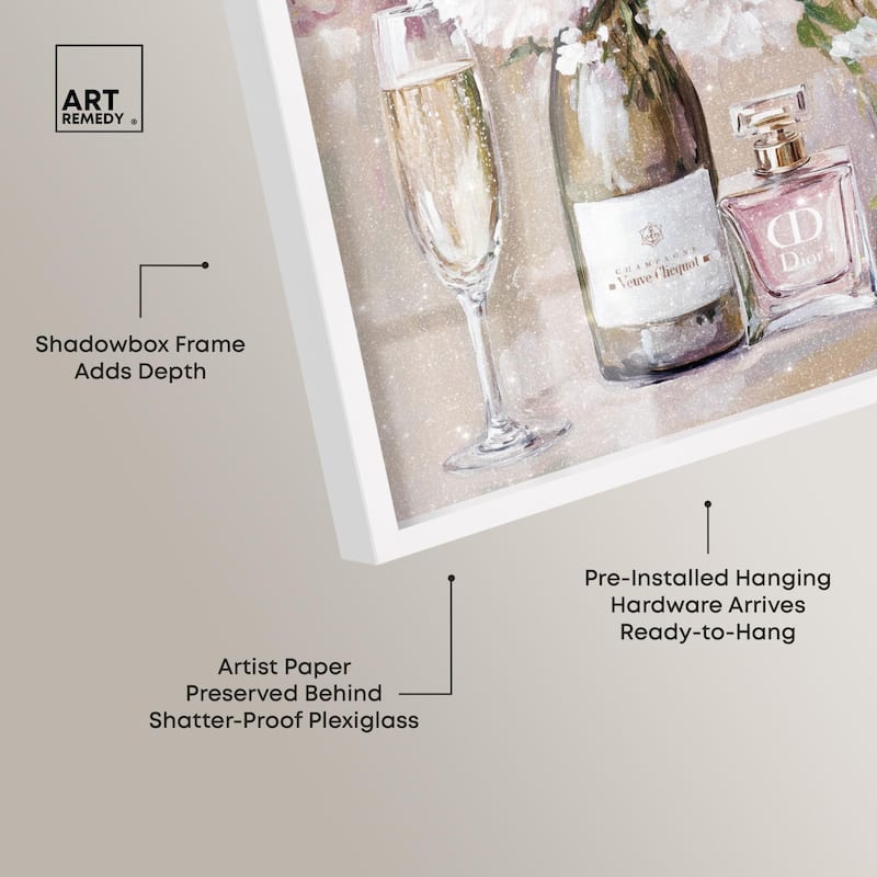 Light Floral Champagne Vase Shadowbox by Art Remedy