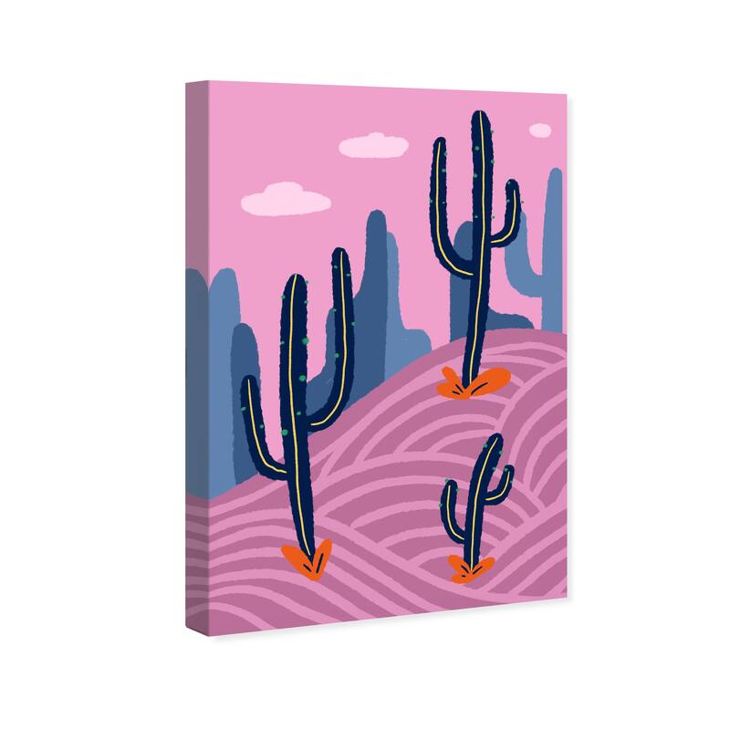 Wynwood Studio Nature and Landscape Pink Desert Cactus Purple and Pastel Violet Modern & Contemporary Wall Art Canvas Print