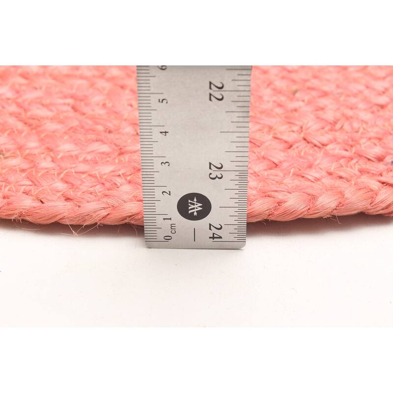 ECARPETGALLERY Braided Weave Palas Denizli Salmon Jute Rug - 3'3 x 3'3