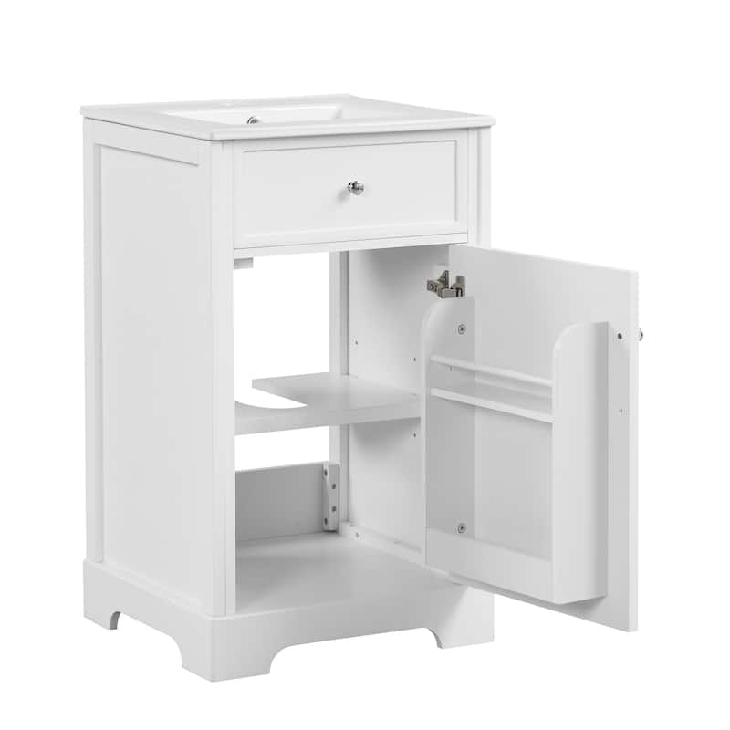 Merax Small Bathroom Vanity with Ceramic Sink