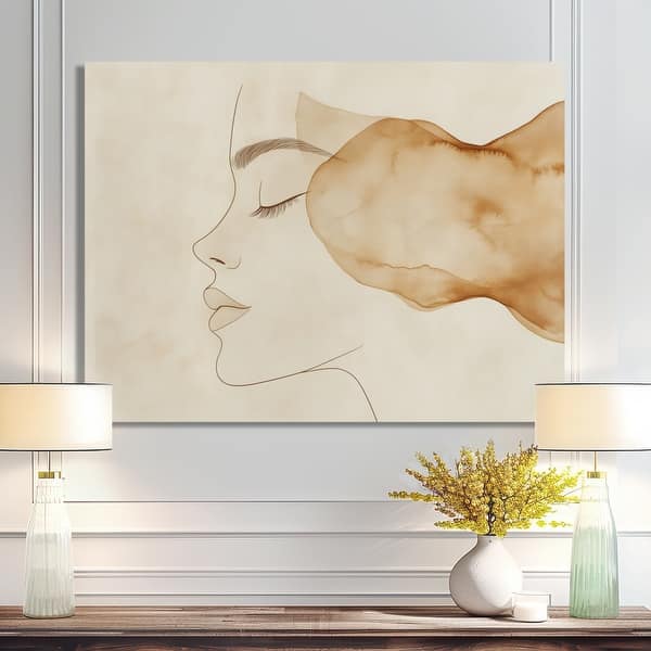slide 2 of 5, Designart Serene Line Art Portrait IV - Minimalist Canvas Art Print 20 x 12