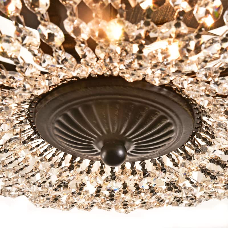 Silver Orchid 14-inch Antique Black Crystal Flush Mount Chandelier