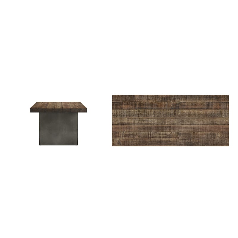 Podgorica Reclaimed Wood and Concrete Dining Table - Brown