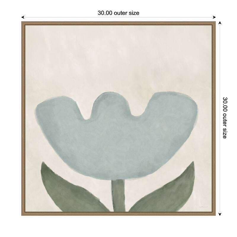 Kate and Laurel Blue Flower by Gabrielly Guedes Framed Canvas Wall Art Print