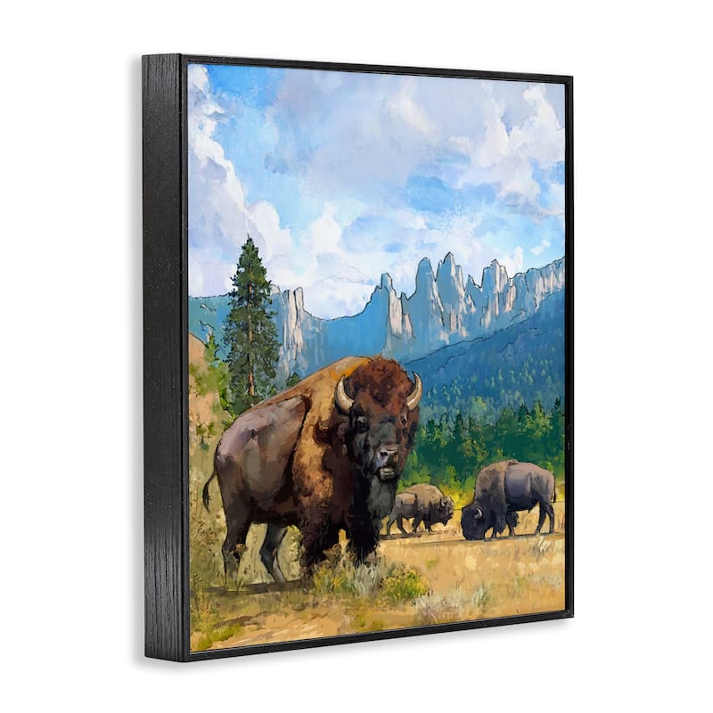 Stupell Grazing Bison Desert Abstraction Framed Giclee Art Design By David Owens