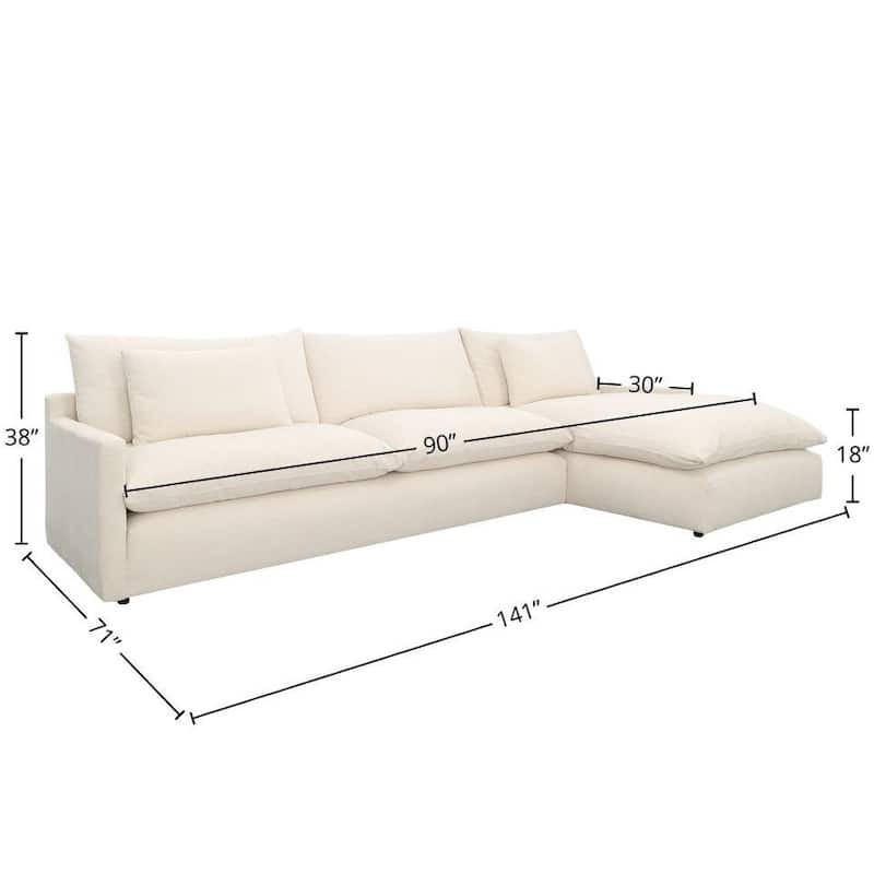 Glendale Right-Facing Upholstered Chaise Sectional, Cream