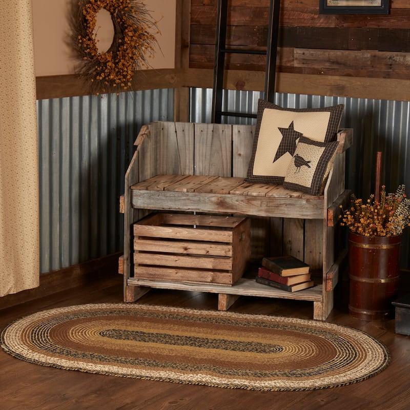 Kettle Grove Jute Rug Oval w/ Pad 36x60 - 3' x 5' Oval - 3' x 5' Oval - Black