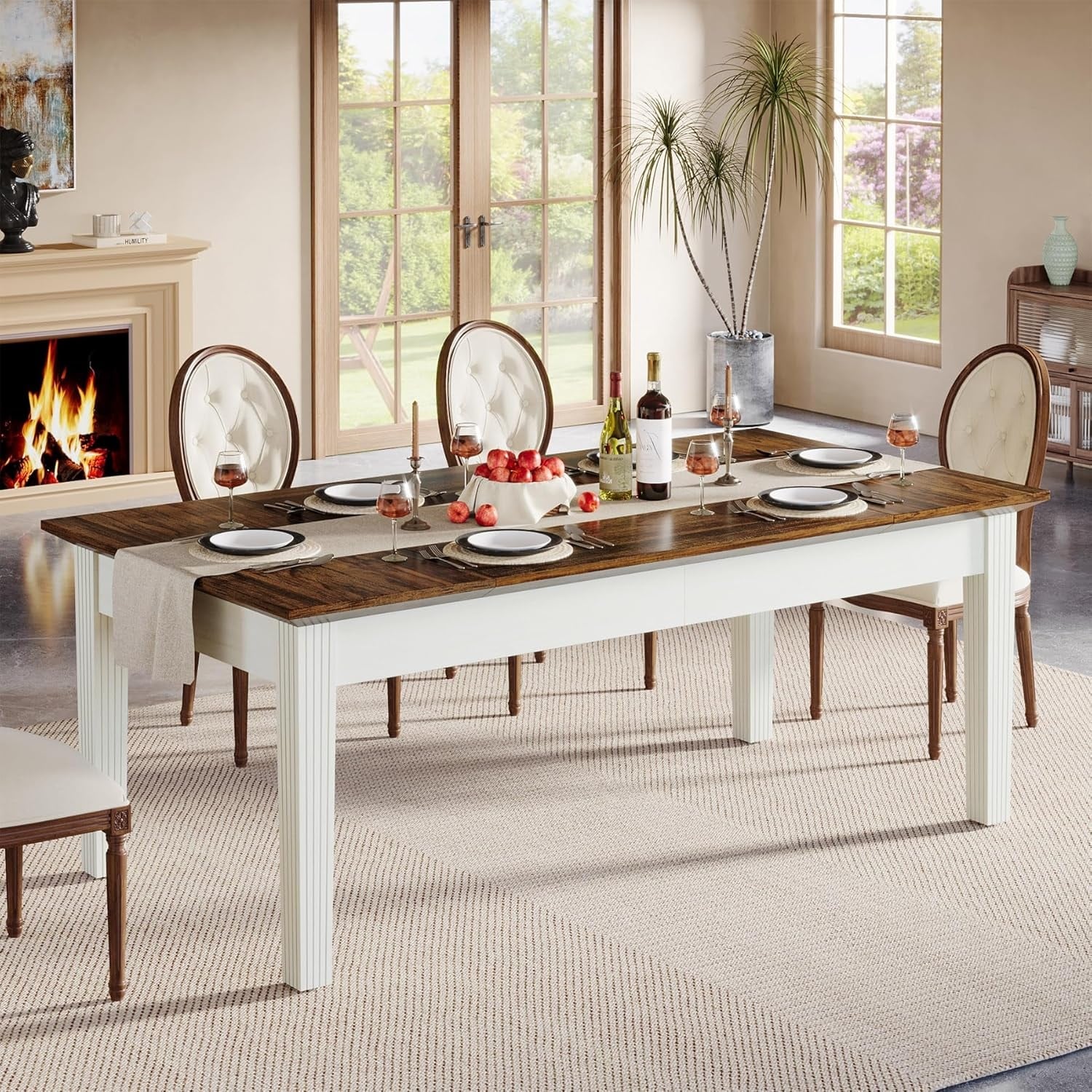 62 Inches Farmhouse Dining Kitchen Table for 4-6 People