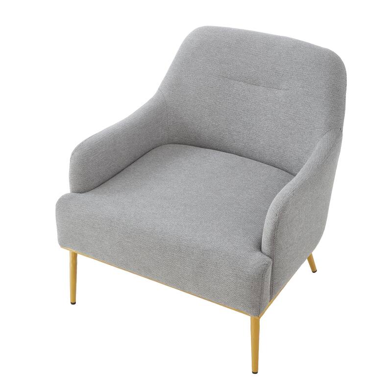 Christopher Knight Home - Modern Upholstered Armchair with Gold Metal Legs and Curved Backrest