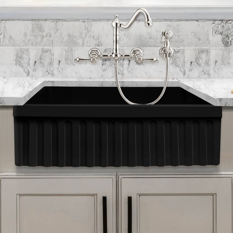 Whitehaus 30" Quatro Alcove Reversible Single Basin Fireclay Farm