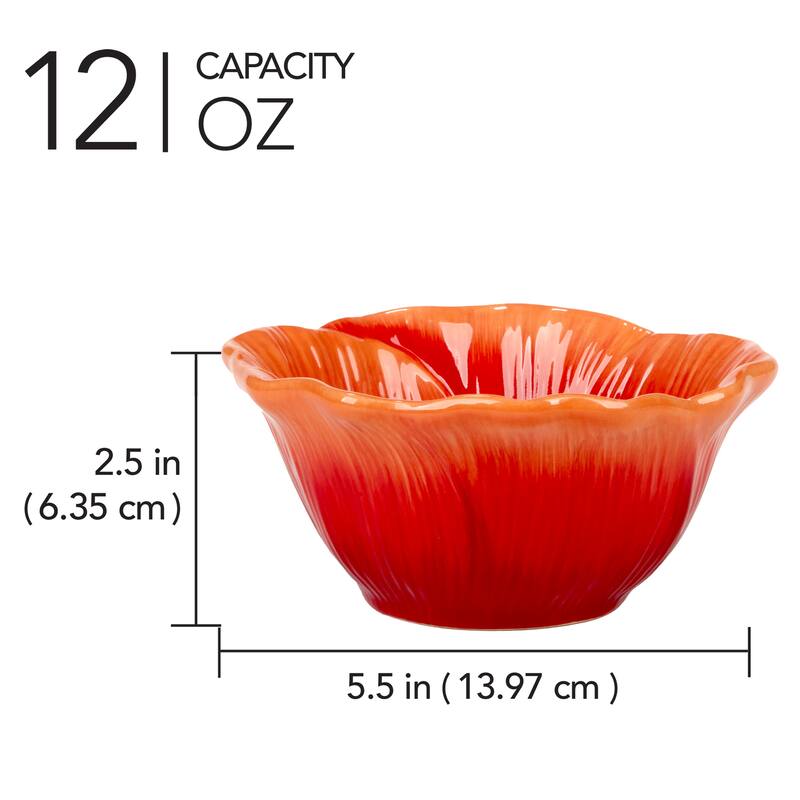 Certified International Blossom Set of 4 3-D Floral Ice Cream Bowls - 5.5" Diam x 2.5"