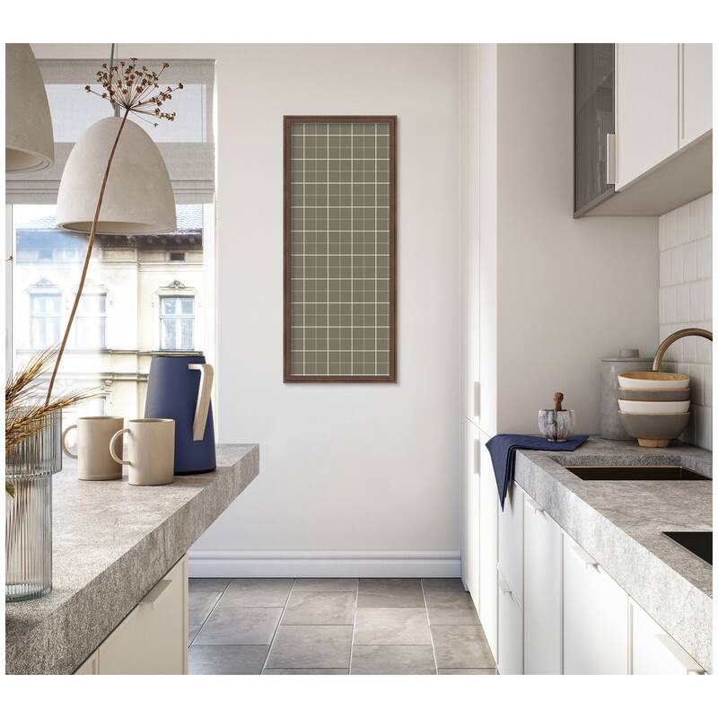 Kate and Laurel Framed Fabric Pinboard Sage Green Plaid Wall Organization