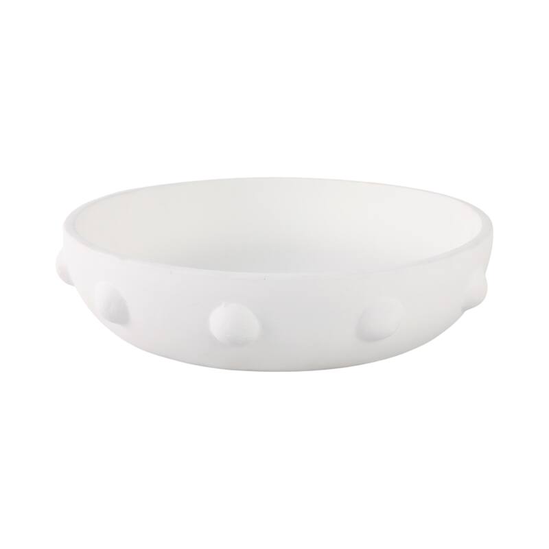 Pottery Clay Bowl Raised Dot-Textured Accents for Home - 14" White - 14" x 14" x 3.75"