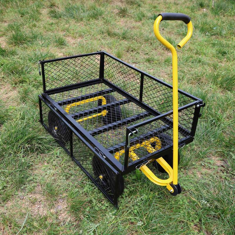 Multi-functional cart with 10-inch solid tires for gardening and farming