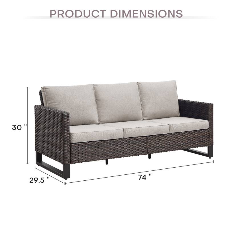 Gymojoy PE Wicker Sofa Rocking Chair Ottoman Set of 9