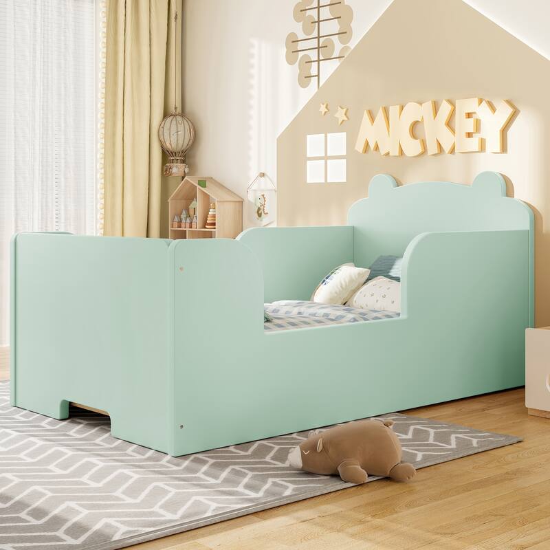Toddler Floor Bed Frame - Bear Shape Cot Bed for Boys & Girls Ages 3-6