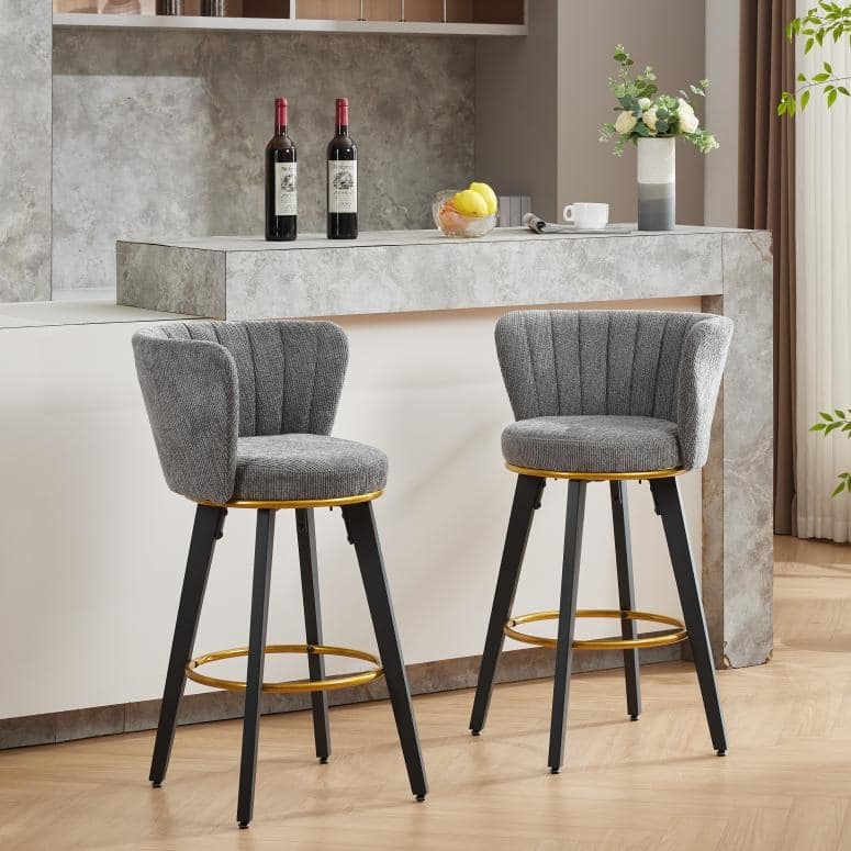 Upholstered Swivel Counter Height Bar Stools Side Chair Set of 2
