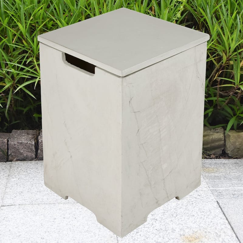 Elementi Plus Square Propane Tank Cover Hideaway Storage Box with with Removable Top - 15.9" x 15.9" x 24.9"