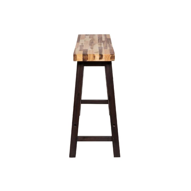 Amber Counter Height Bench, 33 Inch Natural Brown Seat, Espresso Brown