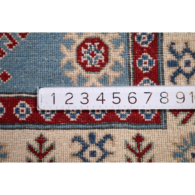 Light Blue Kazak Oriental Runner Rug Handmade Wool Carpet - 2'10" x 15'0"
