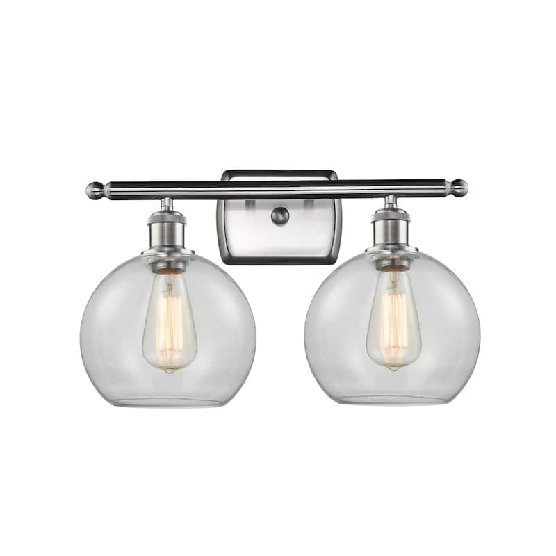 Innovations Lighting 516-2W-11-18 Athens Vanity Athens 2 Light 18" - Brushed Satin Nickel / Clear