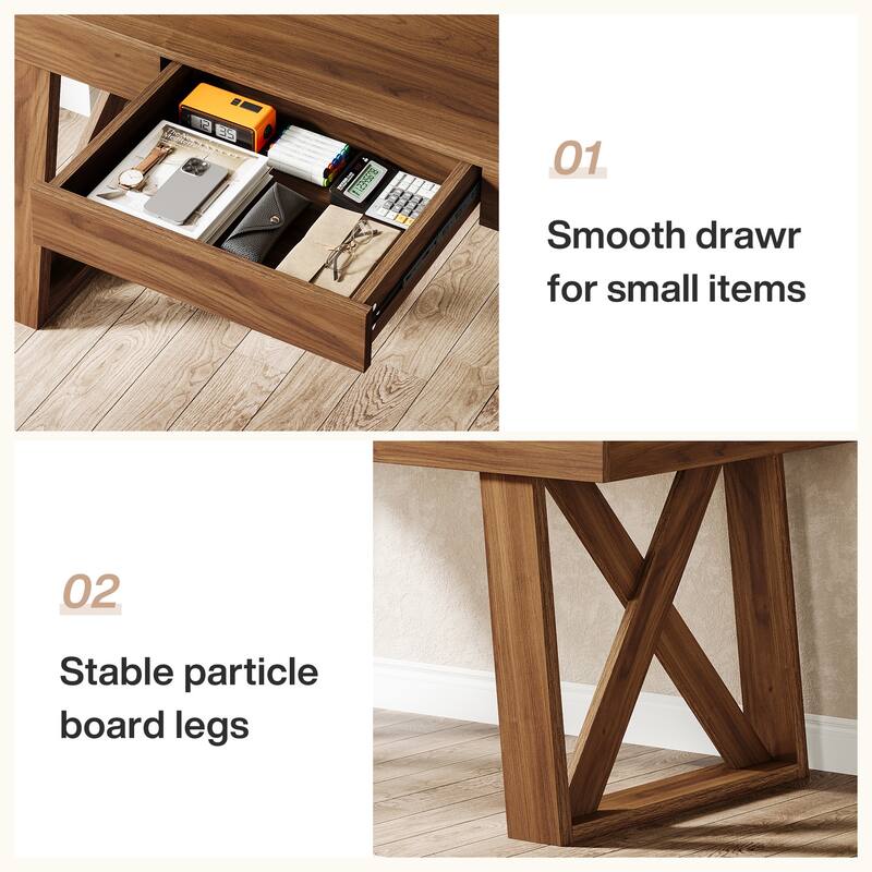 Wide Desktop Executive Desk with Drawer