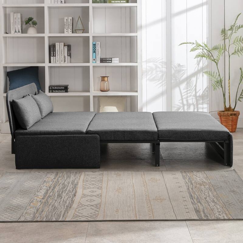 Mixoy Linen 2-in-1 Convertible Sofa Bed,Twin/Queen Pull Out Sleeper Sofa with Mattress,Cushions