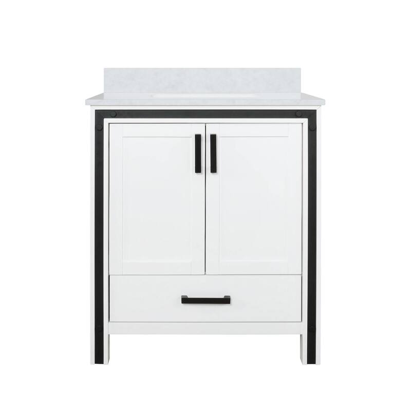 Ziva 30 in W x 22 in D White Bath Vanity and White Quartz Top