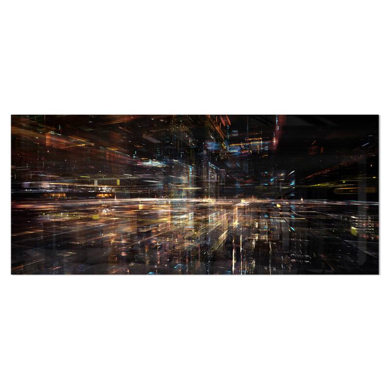 Designart 'Glow of Technology' Contemporary Metal Wall Art - 28 in. wide x 12 in. high - 1 panel