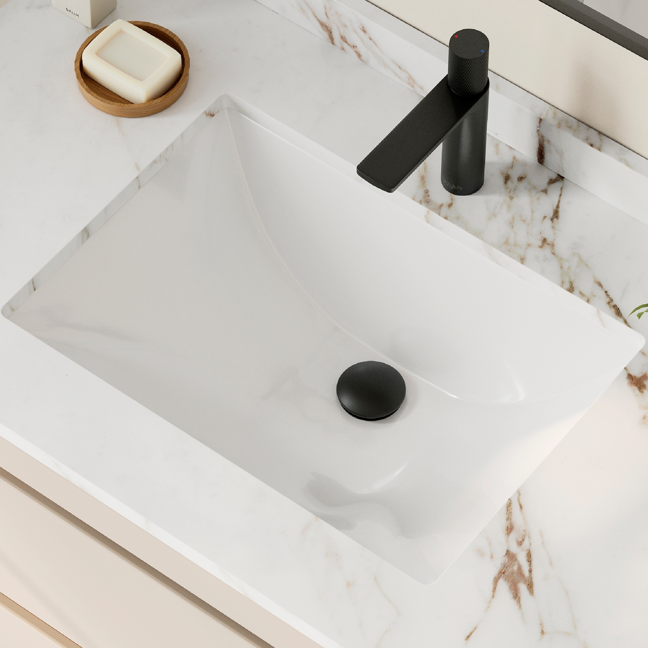 STYLISH 21x15 inch Porcelain Rectangular Undermount Bathroom Sink Set of 2