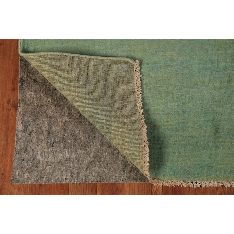 Green Gabbeh Oriental Rug Handmade Wool Carpet - 2'7" x 3'11"