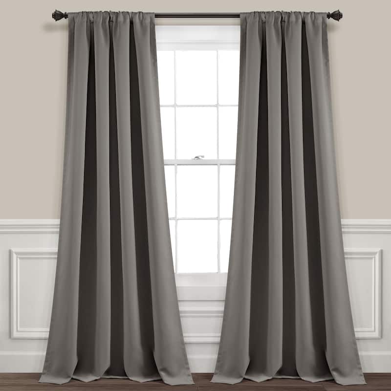 Lush Decor Insulated Rod Pocket Blackout Window Curtain Panel Pair - Dark Gray - 84 Inches