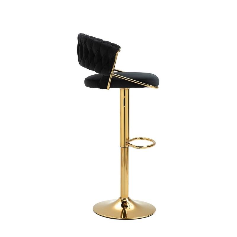 2/4 Set Velvet Adjustable Counter Stools Swivel Bar Stools With Backs - 24"-33"