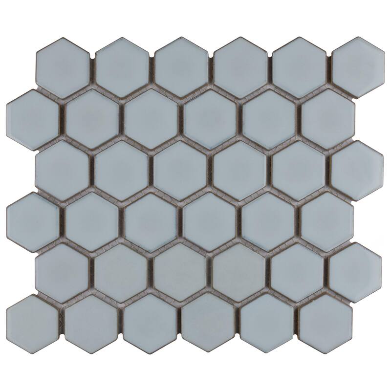 Merola Tile Hudson Due 2" Hex Silk White 10-7/8" x 12-5/8" Porcelain Floor and Wall Tile