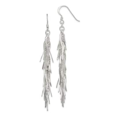 Curata 925 Sterling Silver Dangle Polished Feathered Boho Hook Earrings (15mm x 78mm)