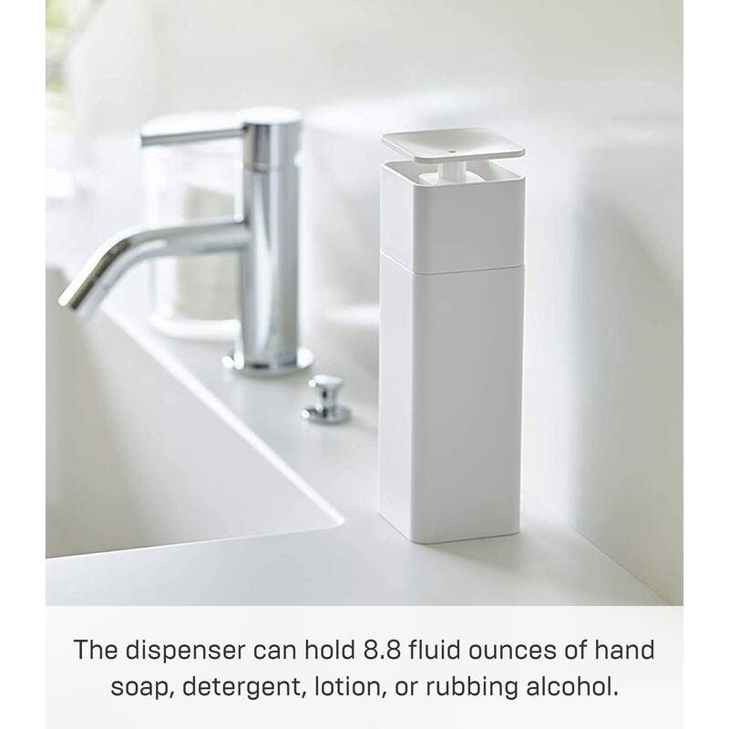 Yamazaki Home Push Soap Dispenser, ABS Plastic, 8.5 fluid oz., 250 milliliters - L 2.17 x W 2.17 x H 7.28 inches