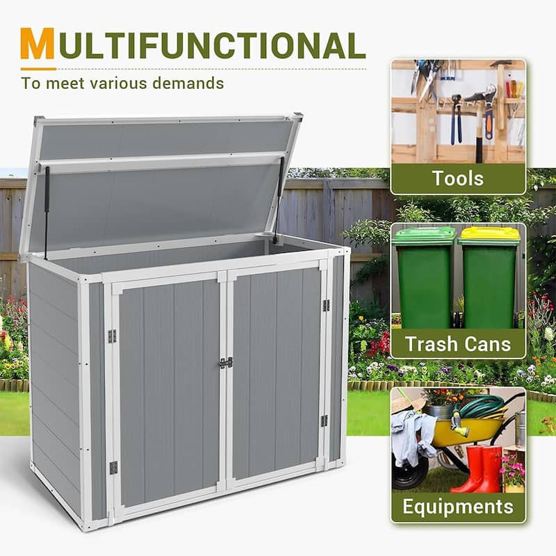306 Gallon Outdoor Storage Shed, Patio Deck Box, 41 Cu.Ft Resin Storage Box, Lockable Double Door - 43.3"H