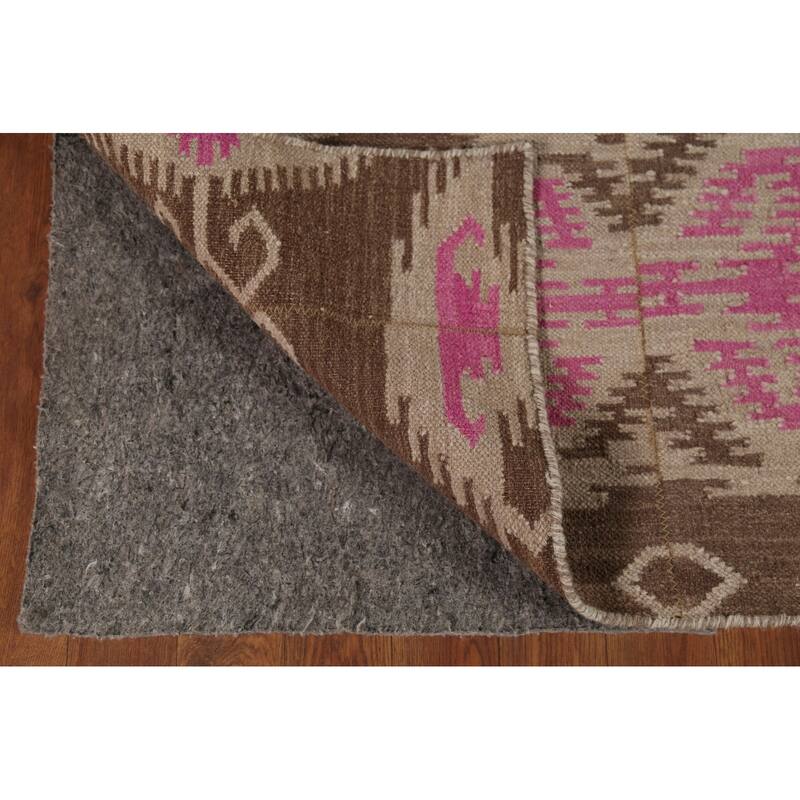 Geometric Kilim Oriental Area Rug Hand-Woven Wool Carpet - 6'0"x 8'10"