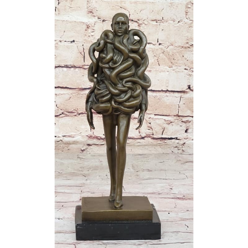 Contemporary Art Bronze Sculpture Of Woman Wearing Imitative Snakes - Unwavering By Pascal Delor
