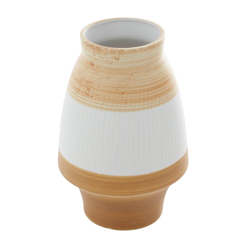 Ceramic Handmade Decorative Vase with Terracotta Accents - Brown - Roche River Decor