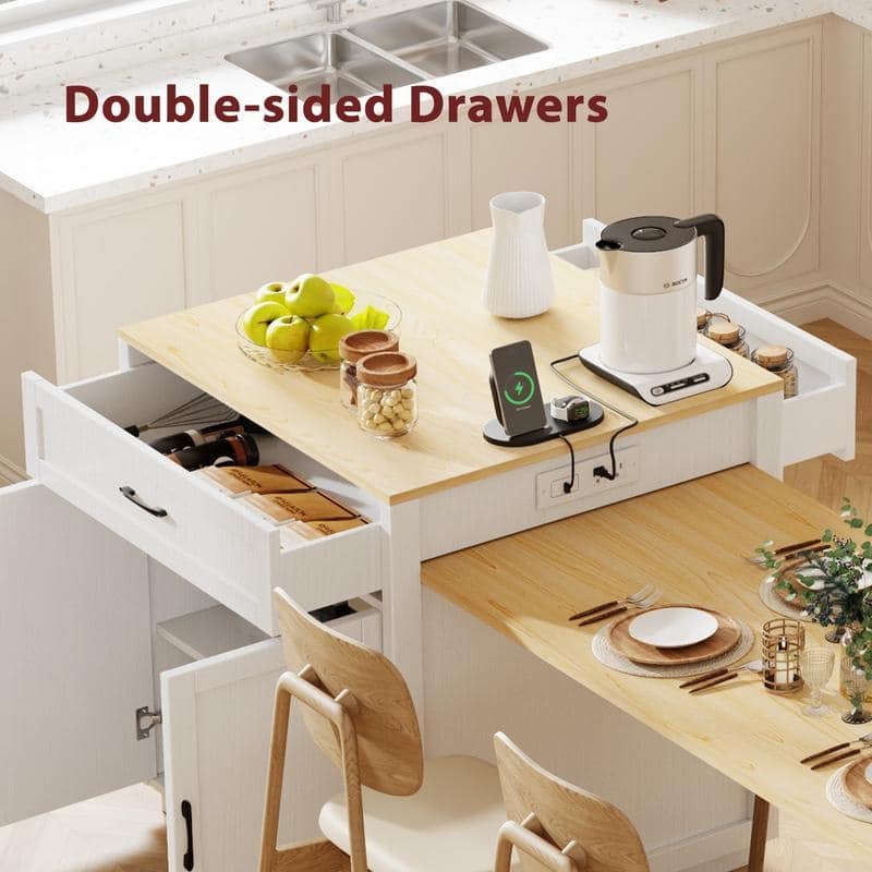 Betsy Kitchen Island with Extendable Dining Table for 4-6 Person