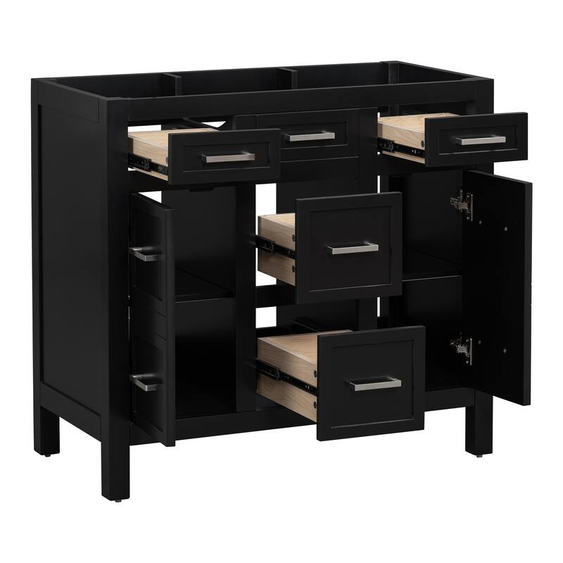 2-Door 4-Drawer Bathroom Vanity Cabinet with Durable Construction and Flexible Storage(Sink not included) - 17.8in L