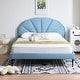 preview thumbnail 34 of 36, Upholstered Bed with Unique Seashell Headboard Blue - Queen